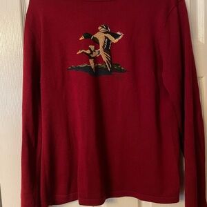 Ralph Lauren Burgundy Sweater with Embroidered Duck